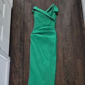 Teri Jon Off Shoulder Green Dress